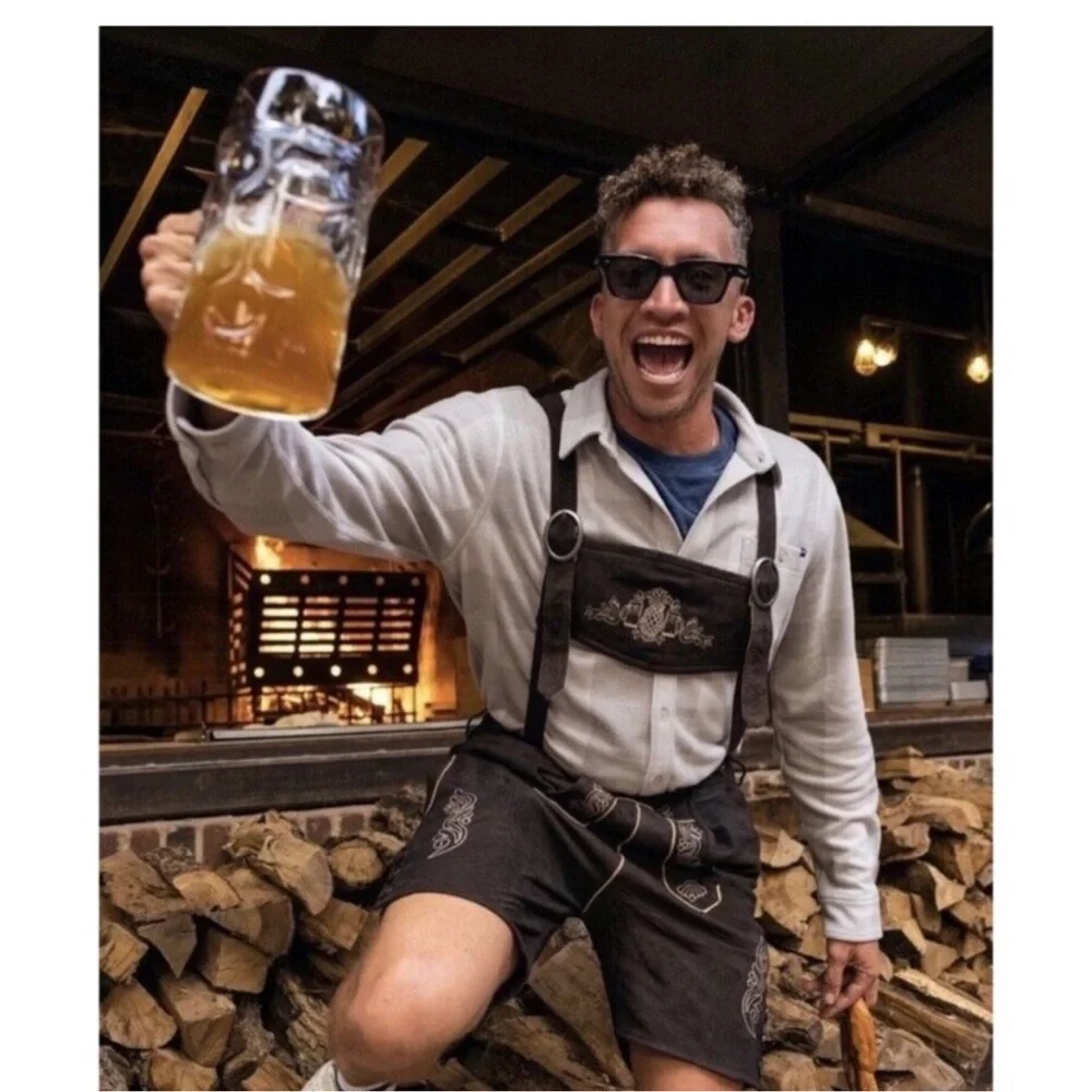 Chubbies Lederhosen XL Mens 100% Sheep Leather Oktoberfest Beer Embroidered
